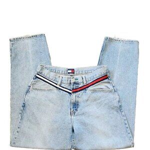Vtg Tommy Hilfiger Jeans  chevron logo stripe front straight taper